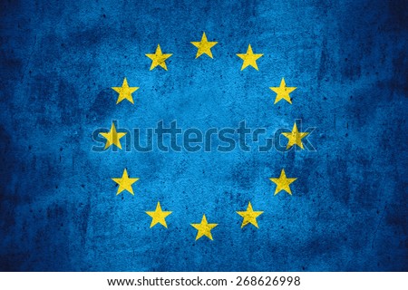 flag of European Union or banner on rough pattern texture background, Europe