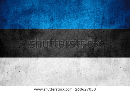 flag of Estonia or Estonian banner on rough pattern texture background