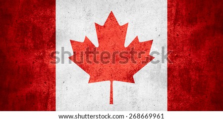 flag of Canada or Canadian on rough pattern texture background