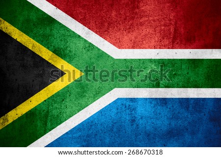 Republic of South Africa flag or banner on rough pattern texture background
