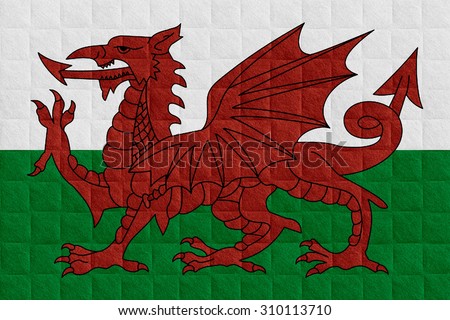 flag of Wales or Welsh banner on check pattern background