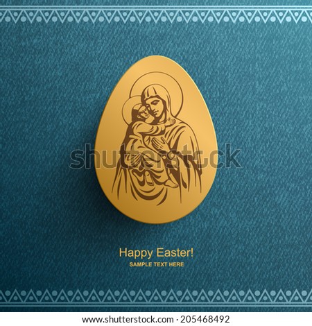 Easter card with a picture of Blessed Virgin Mary and baby Jesus Christ, Easter background, Vector illustration Eps 10