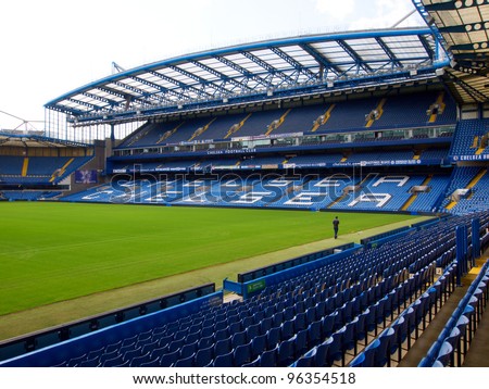LONDON - JULY 24. On a non-match day at the Chelsea FC Stamford Bridge Stadium on July 24, 2011 in London, England.. The West Stand consists of the Great Hall and the executive boxes known as the Millennium Suites.