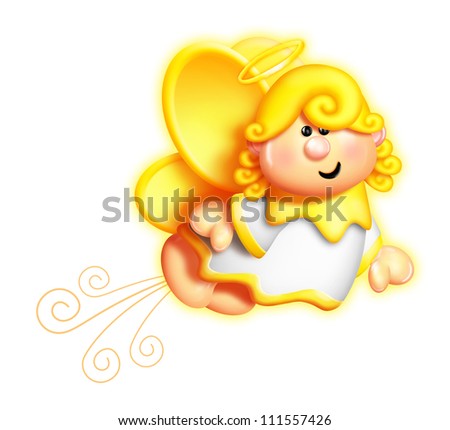 Whimsical Cartoon Angel Flying Whimsical Cartoon Angel Flying