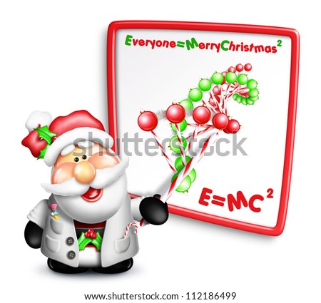 Whimsical Cartoon Santa Scientist with DNA Strand