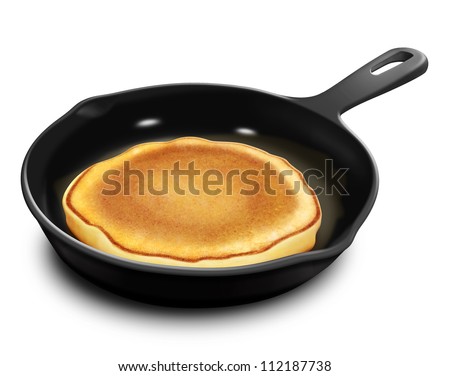 Illustrated Pancake in Frying Pan