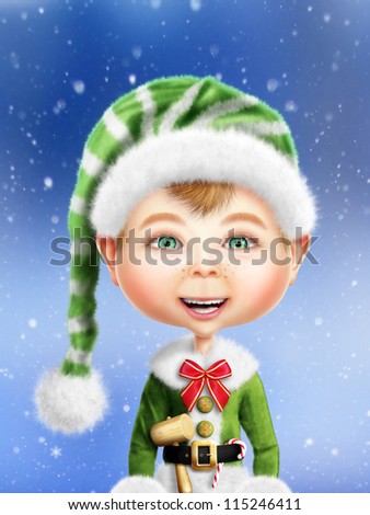 Whimsical Christmas Elf Boy