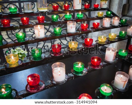 Pray candles in church