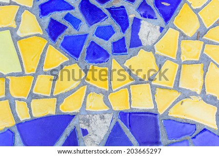 Colorful glass mosaic art and abstract wall background.