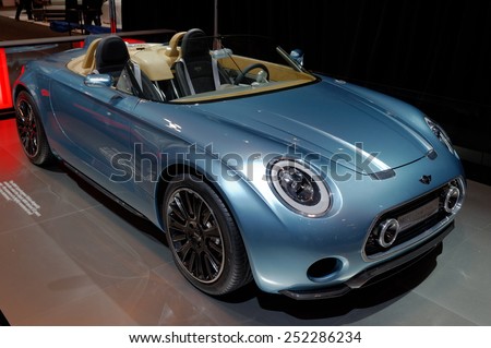 TORONTO-FEBRUARY 12: at the 2015 Canadian International Auto Show  MINI Superleggera Vision concept presents a modern interpretation of a classic open-top two-seater on February 12, 2015 in Toronto