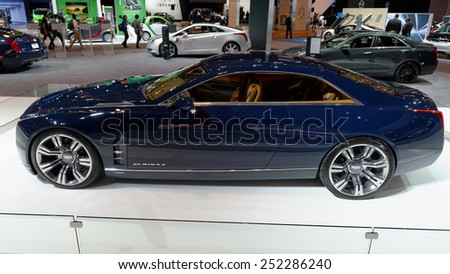 TORONTO-FEBRUARY 12: at the 2015 Canadian International Auto Show  Cadilac Elmiraj Concept 2016 is a grand coupe that expresses the pure enjoyment of driving  on February 12, 2015 in Toronto