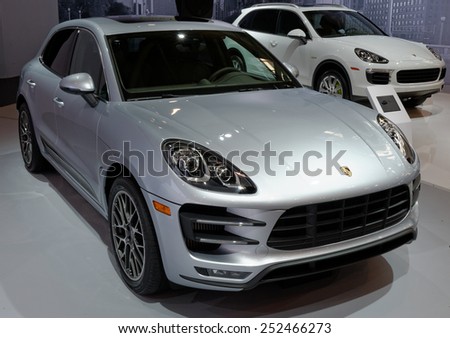 TORONTO-FEBRUARY 12: at the 2015 Canadian International Auto Show  Porsche Macan Turbo is the new class leader in the mid-size luxury SUV segment  on February 12, 2015 in Toronto