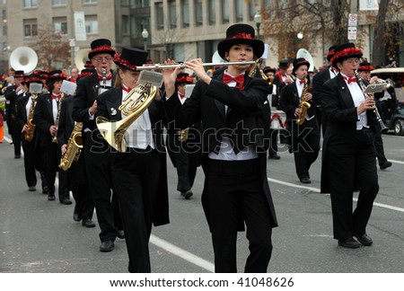 TORONTO-NOVEMBER 15: Many marching bands traditionally participate at the Toronto Santa Claus Parade on November 15, 2009 in Toronto, Canada.