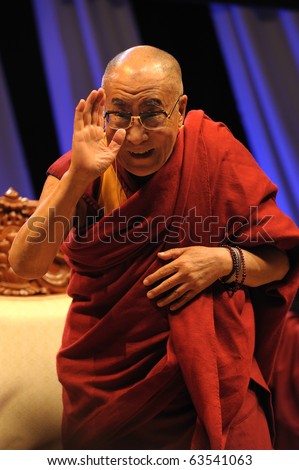 TORONTO-OCTOBER 22: Tibetan spiritual leader Dalai Lama arrived in Toronto for a much-anticipated talk ??Human Approaches to World Peace on Oct. 22, 2010 in Toronto