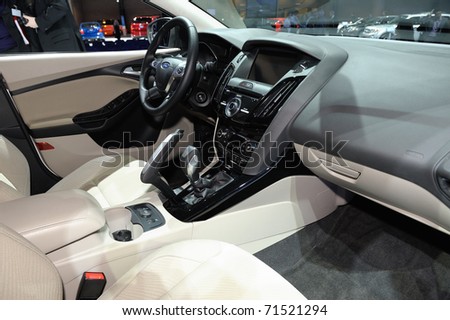 TORONTO-FEBRUARY 17:Ford Focus Electric cockpit at the 2011 Canadian International Auto Show on February 17, 2011 in Toronto