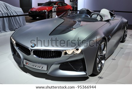 TORONTO-FEBRUARY 16: BMW Vision Connected Drive Concept Car show the automaker\'s latest thoughts at the 2012 Canadian International Auto Show on February 16, 2012 in Toronto, Canada.