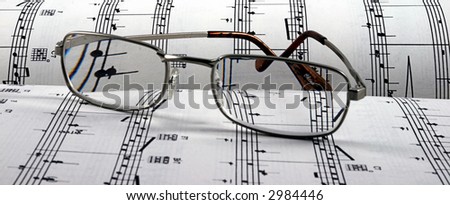 Reading Glasses on sheet music landscape mode