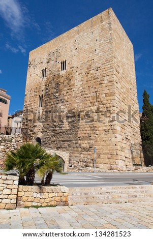 Tower of the Praetorium, entrance of the Roman Forum of Tarragon in Catalonia.