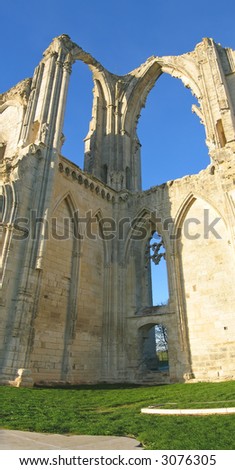 Vertical panoramique of the Maillezais french abbey - France - Vertical Panorama.