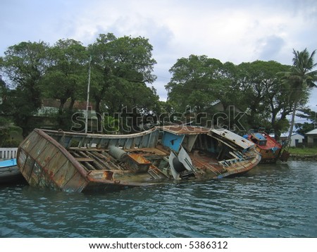 Broken very old boat - Nosy Boraha - Sainte-Marie island - Madagascar.