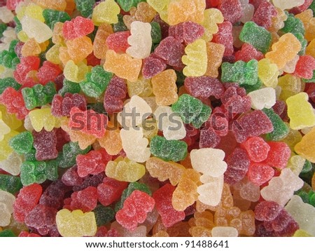 Gummy bears, candies background