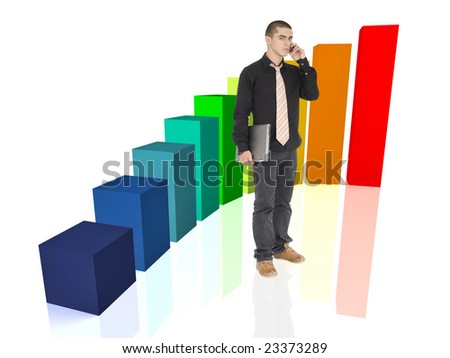 Man standing in front of stats