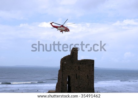 a sea rescue helicopter on a mission in ireland
