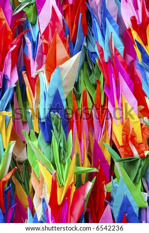 Sadako Sasaki folded over 1000 paper cranes hoping to fulfill her wish to be cured of leukemia. Thousands of paper cranes such as these are sent to Hiroshima every year from students around the world.