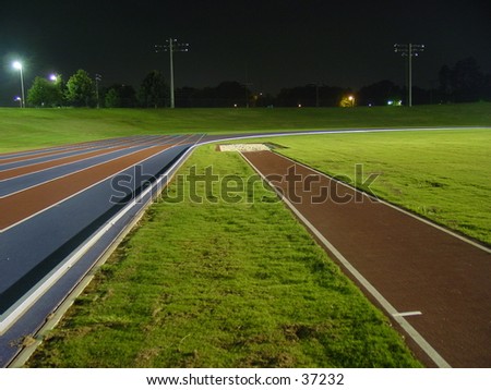 night scene filed track green grass sport track light