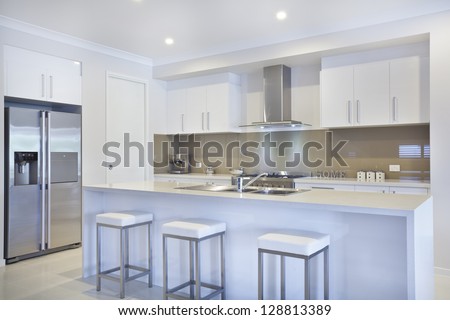 New modern kitchen with stainless steel appliances