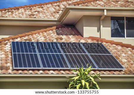 Solar Panels On Suburban Australian Home