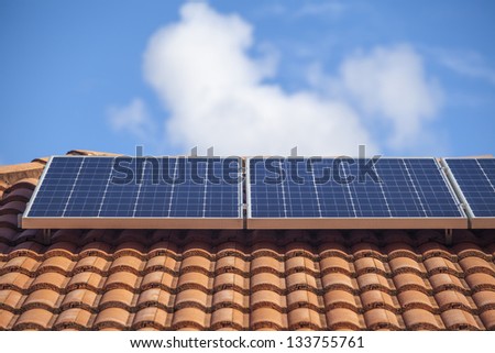 Solar panels on suburban Australian home