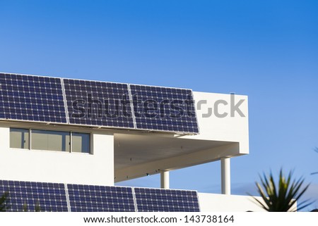 Adjustable solar panel installation on luxury home
