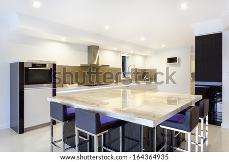 Luxurious New Kitchen With Led Lights And Modern Appliances