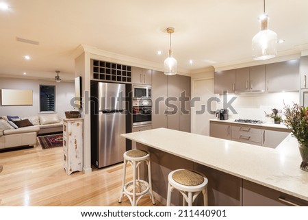Kitchen and living room in modern home