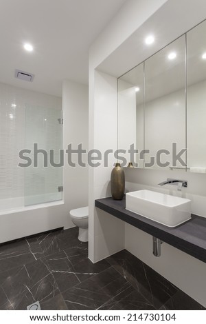 Modern bathroom with stylish ceramic fittings