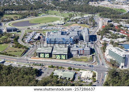 Aerial view of Gold Coast University Hospital on June 16, 2013 in Gold Coast, Australia.
