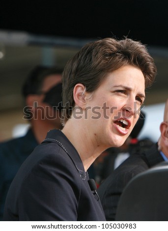 DENVER-AUG. 25:MSNBC TV pundit Rachel Maddow speaks during a live broadcast from the 2008 Democratic National Convention on August 25, 2008.