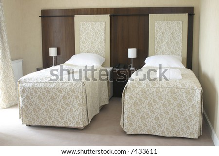Two beds in room. Beautiful dreams