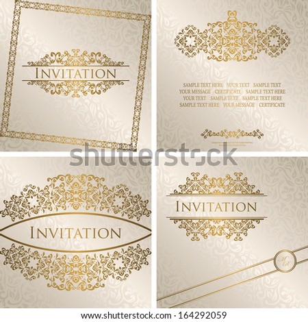 Set of vintage frames Vintage seamless floral background with frame Can be used as invitation Set of vintage frames Vintage seamless floral background with frame Can be used as invitation