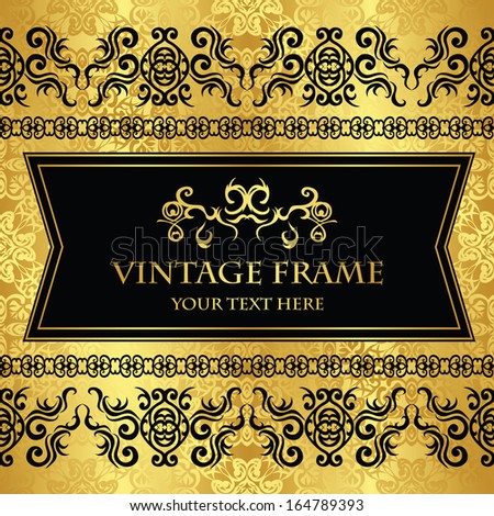 Vintage background with decorative borders and frame. Seamless wallpaper. Raster version