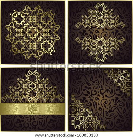 Set of vintage frames. Vintage seamless floral background with a vintage pattern. Can be used as invitations, greeting cards. Raster version of illustration