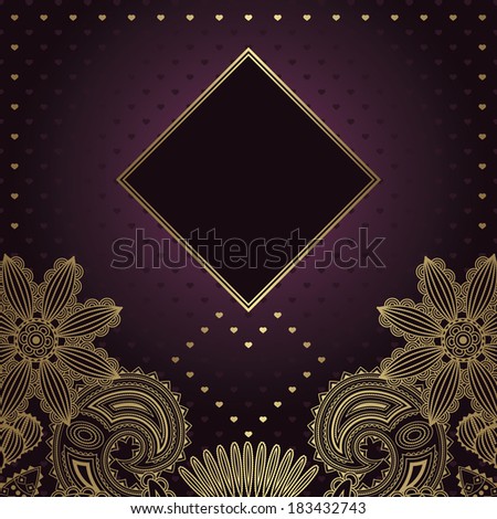 Elegant floral design. Seamless background with hearts. Floral invitation. Raster version of illustration