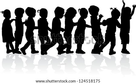 group of children's silhouettes group of children's silhouettes