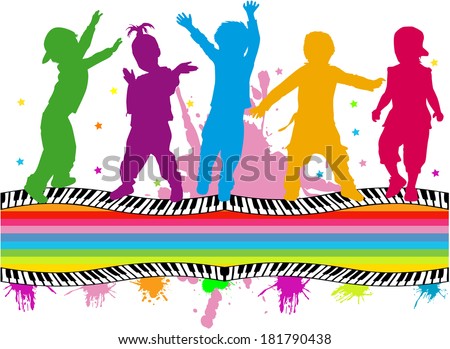 group of children's silhouettes group of children's silhouettes