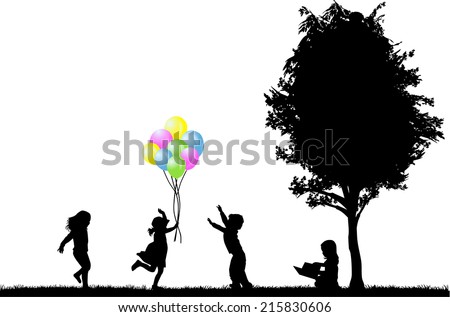 children silhouettes children silhouettes