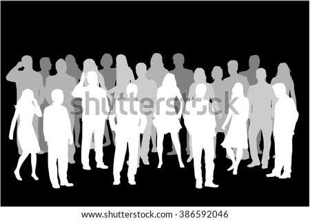 Group of people. Crowd of people silhouettes.
