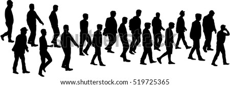 Silhouette of a man. Group of people. Crowd of people silhouettes.