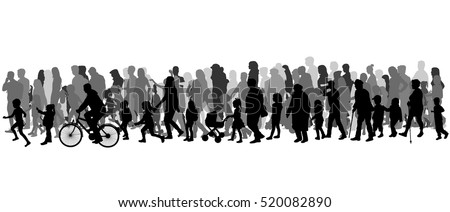 Group of people. Crowd of people silhouettes.
