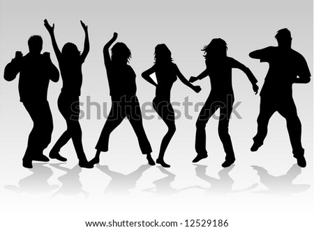 people silhouettes dancing. stock vector : People dancing